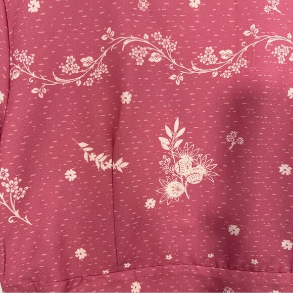 Eshakti Pink Vintage Floral Print Crepe Pleated Empire Dress Size Large or 14 - Picture 11 of 15